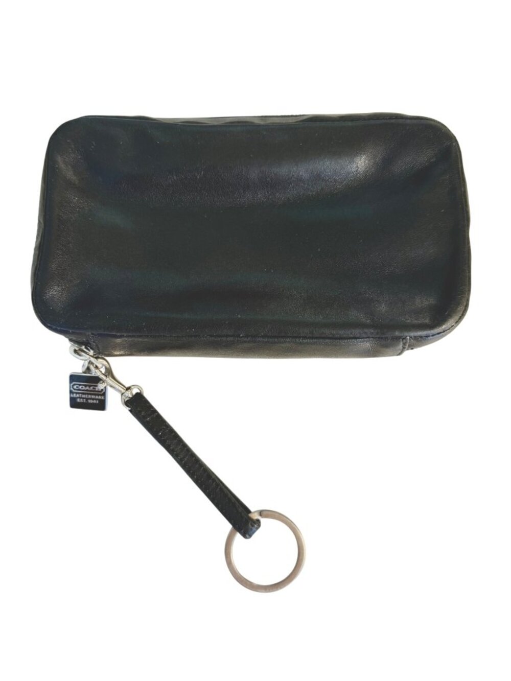Vintage Coach Black Glovetanned Leather Zip-Around Travel Jewelry Case Pouch